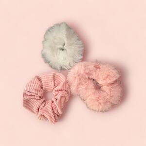 Pink Kawaii Scrunchie Lot - Fuzzy Soft Scrunchies